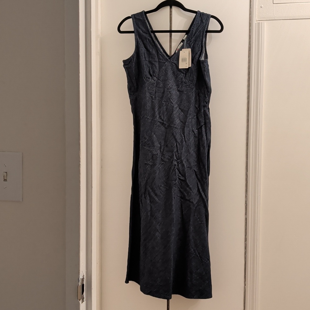 NWT Levi's Atalia Linen+ Denim Midi Slip Dress Dark Blue Size S - Picture 9 of 10